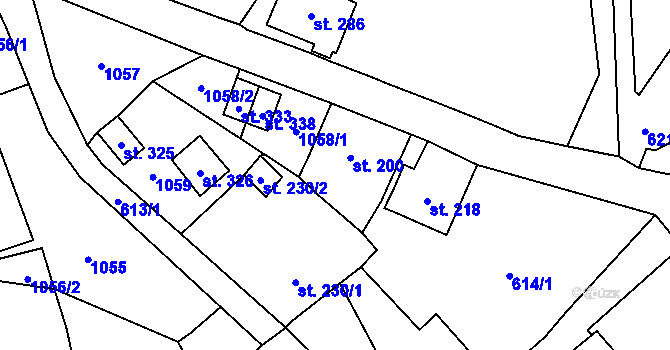 Parcela st. 200 v KÚ Tisová u Kraslic, Katastrální mapa