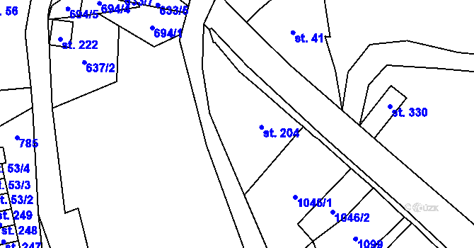 Parcela st. 204 v KÚ Tisová u Kraslic, Katastrální mapa