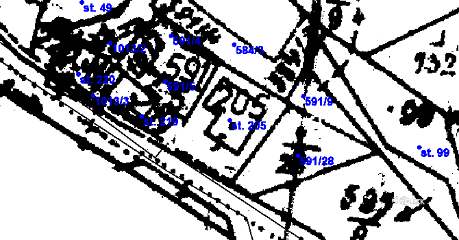 Parcela st. 205 v KÚ Tisová u Kraslic, Katastrální mapa