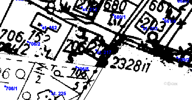 Parcela st. 217 v KÚ Tisová u Kraslic, Katastrální mapa