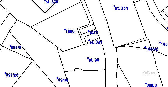 Parcela st. 331 v KÚ Tisová u Kraslic, Katastrální mapa