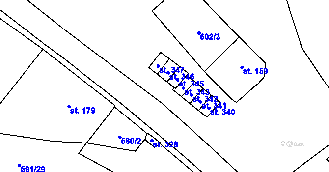 Parcela st. 345 v KÚ Tisová u Kraslic, Katastrální mapa