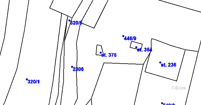 Parcela st. 375 v KÚ Tisová u Kraslic, Katastrální mapa