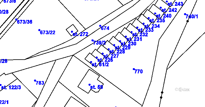 Parcela st. 227 v KÚ Zelená Hora u Kraslic, Katastrální mapa