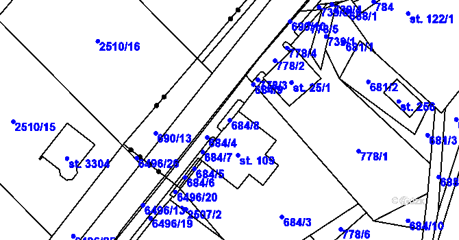 Parcela st. 684/8 v KÚ Zelená Hora u Kraslic, Katastrální mapa
