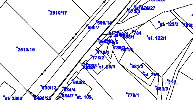 Parcela st. 778/4 v KÚ Zelená Hora u Kraslic, Katastrální mapa