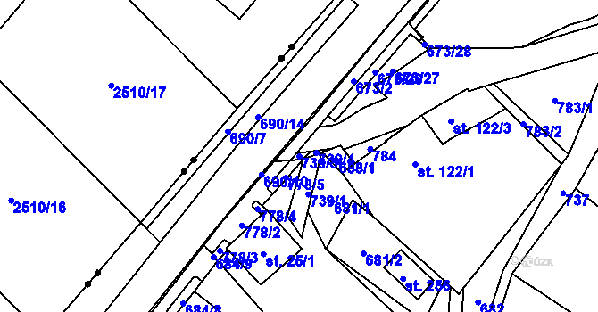 Parcela st. 739/3 v KÚ Zelená Hora u Kraslic, Katastrální mapa