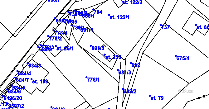 Parcela st. 256 v KÚ Zelená Hora u Kraslic, Katastrální mapa