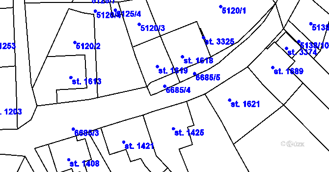 Parcela st. 6685/4 v KÚ Kraslice, Katastrální mapa