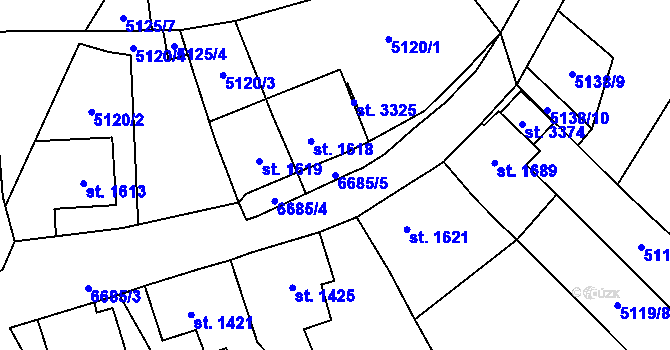 Parcela st. 6685/5 v KÚ Kraslice, Katastrální mapa