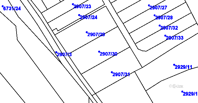 Parcela st. 2907/30 v KÚ Kraslice, Katastrální mapa