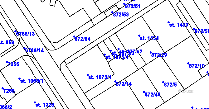 Parcela st. 1073/4 v KÚ Kraslice, Katastrální mapa