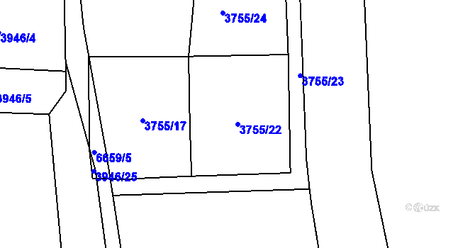 Parcela st. 3755/22 v KÚ Kraslice, Katastrální mapa