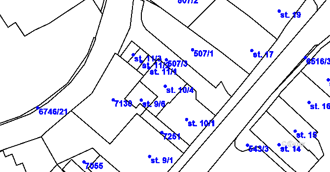 Parcela st. 10/4 v KÚ Kraslice, Katastrální mapa