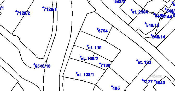 Parcela st. 119 v KÚ Kraslice, Katastrální mapa