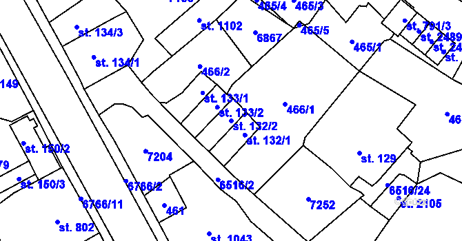 Parcela st. 132/2 v KÚ Kraslice, Katastrální mapa
