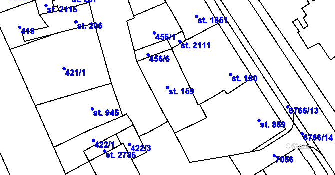 Parcela st. 159 v KÚ Kraslice, Katastrální mapa