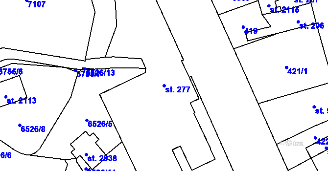 Parcela st. 277 v KÚ Kraslice, Katastrální mapa