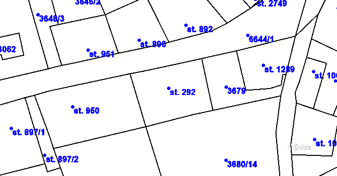 Parcela st. 292 v KÚ Kraslice, Katastrální mapa