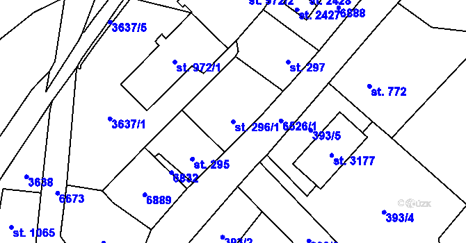 Parcela st. 296/1 v KÚ Kraslice, Katastrální mapa