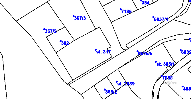 Parcela st. 317 v KÚ Kraslice, Katastrální mapa
