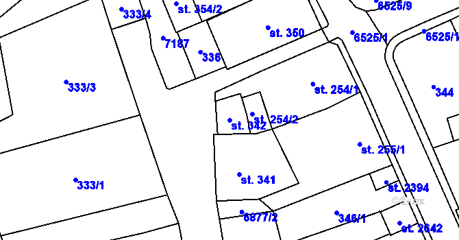 Parcela st. 342 v KÚ Kraslice, Katastrální mapa