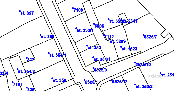 Parcela st. 352 v KÚ Kraslice, Katastrální mapa