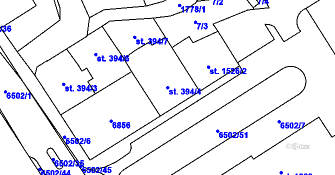 Parcela st. 394/4 v KÚ Kraslice, Katastrální mapa