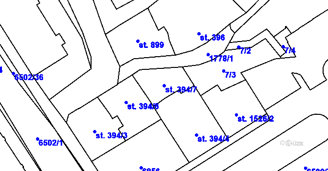 Parcela st. 394/7 v KÚ Kraslice, Katastrální mapa