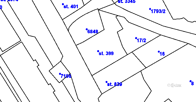 Parcela st. 399 v KÚ Kraslice, Katastrální mapa