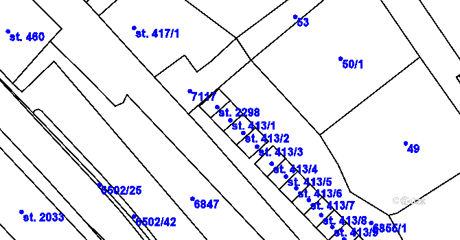 Parcela st. 413/1 v KÚ Kraslice, Katastrální mapa