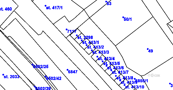 Parcela st. 413/2 v KÚ Kraslice, Katastrální mapa