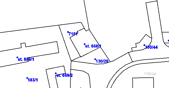 Parcela st. 658/1 v KÚ Kraslice, Katastrální mapa