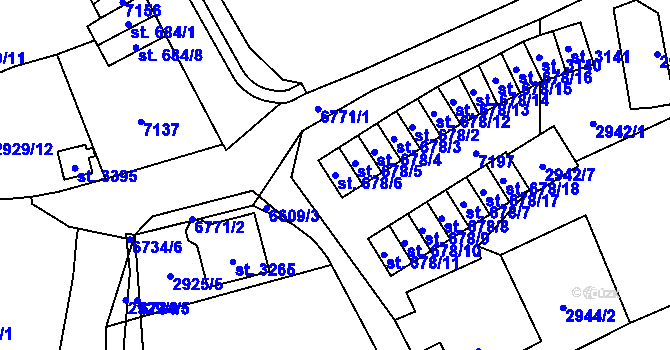 Parcela st. 678/6 v KÚ Kraslice, Katastrální mapa