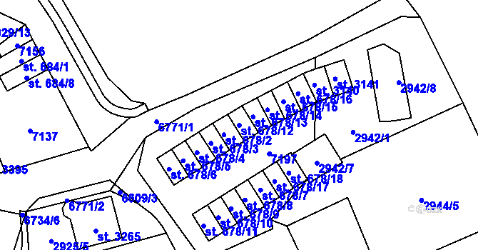 Parcela st. 678/12 v KÚ Kraslice, Katastrální mapa