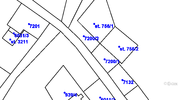 Parcela st. 756/3 v KÚ Kraslice, Katastrální mapa