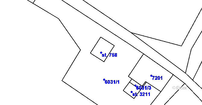 Parcela st. 758 v KÚ Kraslice, Katastrální mapa