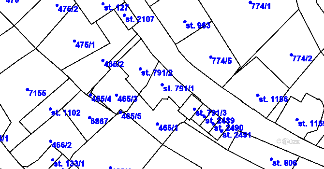 Parcela st. 791/1 v KÚ Kraslice, Katastrální mapa