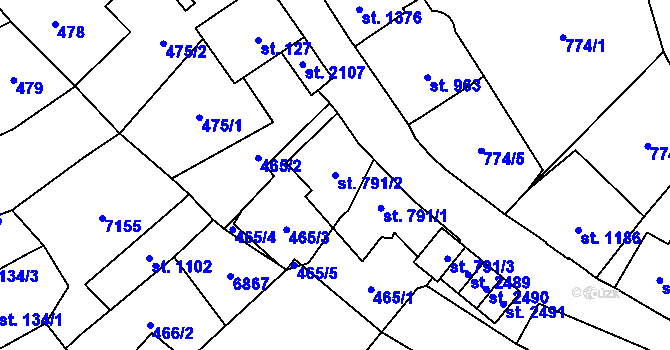 Parcela st. 791/2 v KÚ Kraslice, Katastrální mapa