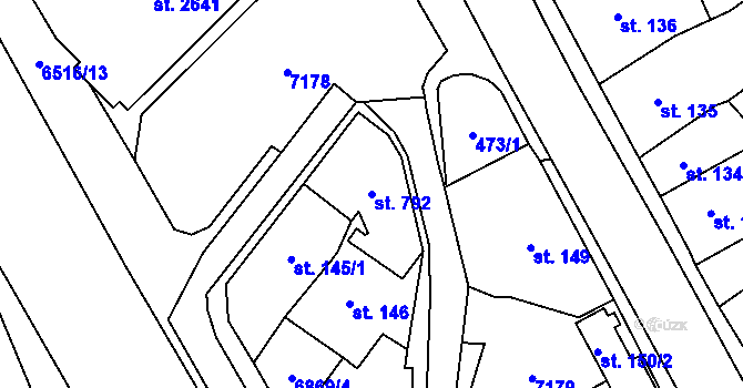 Parcela st. 792 v KÚ Kraslice, Katastrální mapa