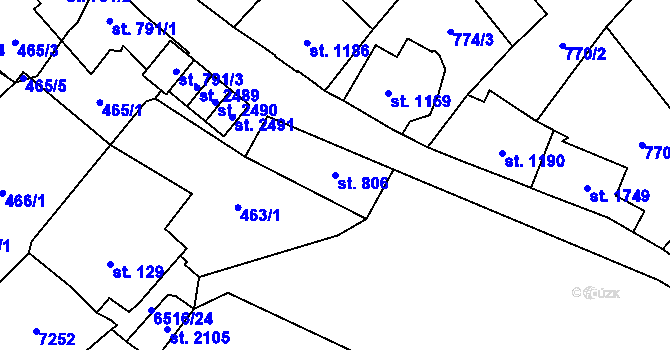 Parcela st. 806 v KÚ Kraslice, Katastrální mapa