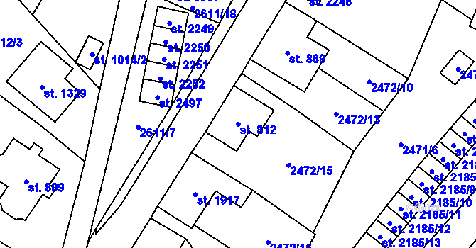 Parcela st. 812 v KÚ Kraslice, Katastrální mapa