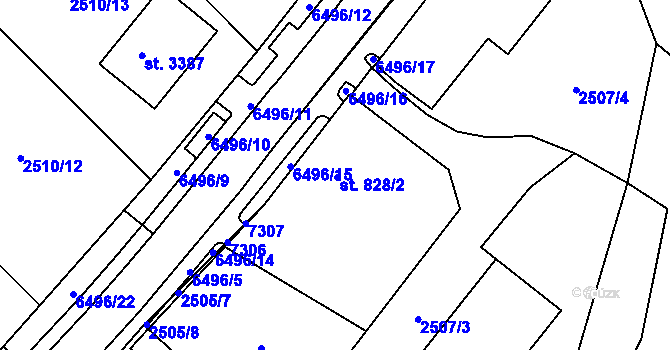 Parcela st. 828/2 v KÚ Kraslice, Katastrální mapa