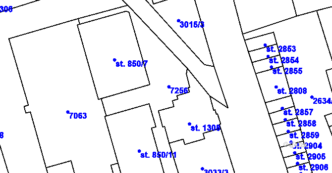 Parcela st. 850/9 v KÚ Kraslice, Katastrální mapa