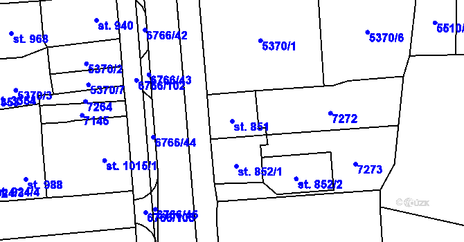Parcela st. 851 v KÚ Kraslice, Katastrální mapa