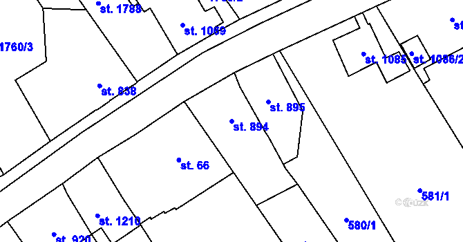 Parcela st. 894 v KÚ Kraslice, Katastrální mapa