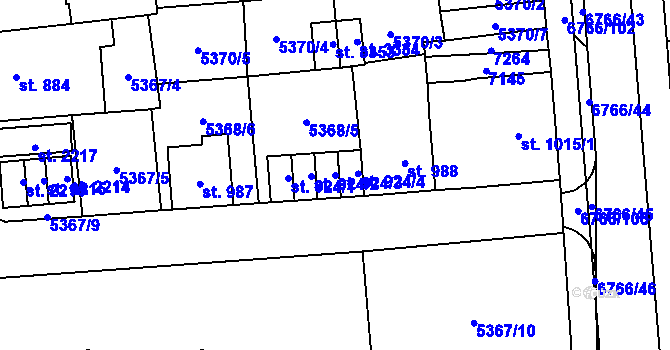 Parcela st. 924/3 v KÚ Kraslice, Katastrální mapa