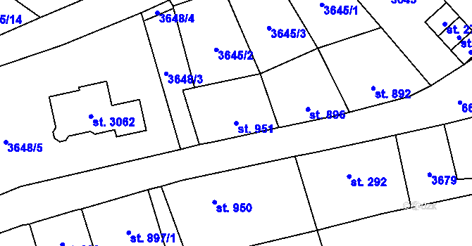 Parcela st. 951 v KÚ Kraslice, Katastrální mapa