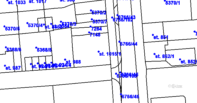 Parcela st. 1015/1 v KÚ Kraslice, Katastrální mapa