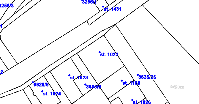 Parcela st. 1022 v KÚ Kraslice, Katastrální mapa